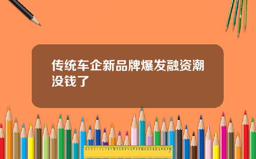 传统车企新品牌爆发融资潮没钱了
