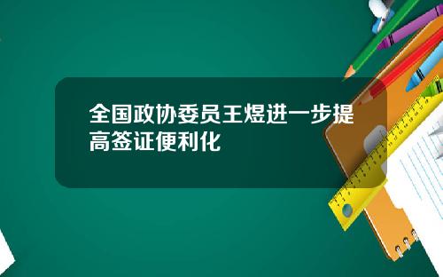 全国政协委员王煜进一步提高签证便利化