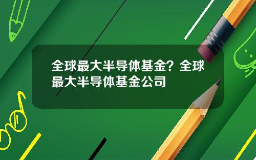 全球最大半导体基金?全球最大半导体基金公司