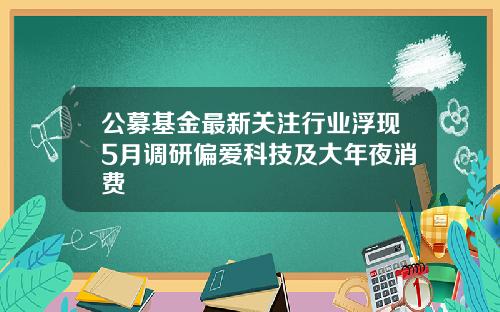 公募基金最新关注行业浮现5月调研偏爱科技及大年夜消费