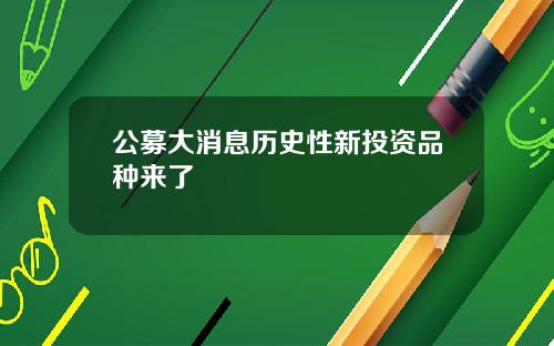 公募大消息历史性新投资品种来了