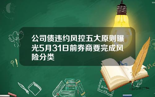 公司债违约风控五大原则曝光5月31日前券商要完成风险分类