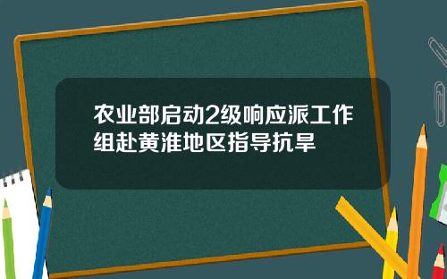 农业部启动2级响应派工作组赴黄淮地区指导抗旱
