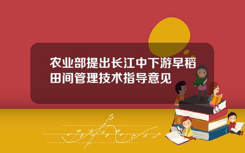 农业部提出长江中下游早稻田间管理技术指导意见