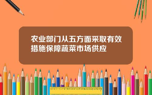 农业部门从五方面采取有效措施保障蔬菜市场供应