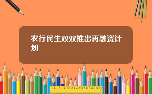 农行民生双双推出再融资计划