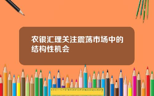 农银汇理关注震荡市场中的结构性机会