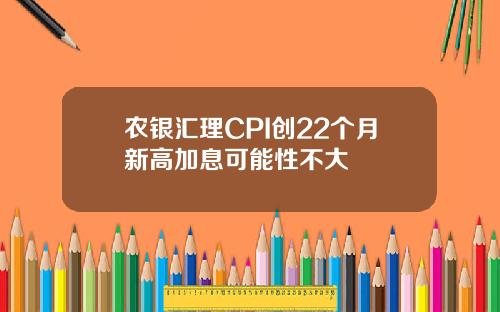 农银汇理CPI创22个月新高加息可能性不大