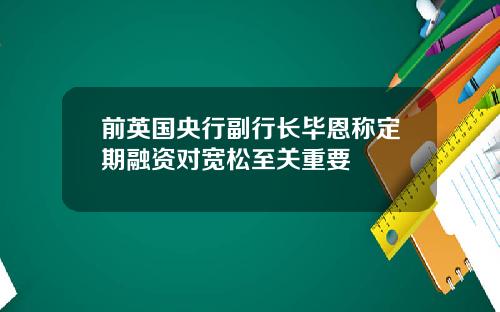 前英国央行副行长毕恩称定期融资对宽松至关重要