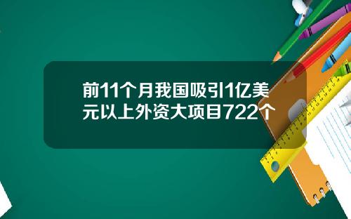 前11个月我国吸引1亿美元以上外资大项目722个