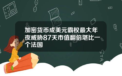 加密货币成美元霸权最大年夜威胁87天市值翻倍堪比一个法国