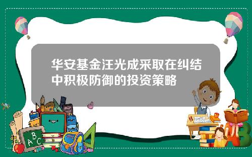 华安基金汪光成采取在纠结中积极防御的投资策略