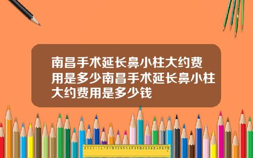 南昌手术延长鼻小柱大约费用是多少南昌手术延长鼻小柱大约费用是多少钱