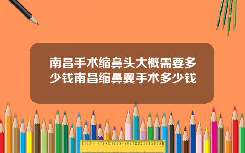 南昌手术缩鼻头大概需要多少钱南昌缩鼻翼手术多少钱