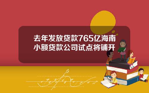 去年发放贷款765亿海南小额贷款公司试点将铺开