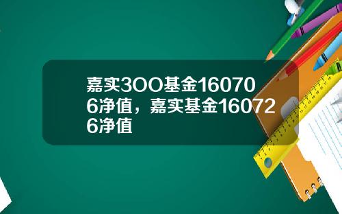 嘉实3OO基金160706净值,嘉实基金160726净值
