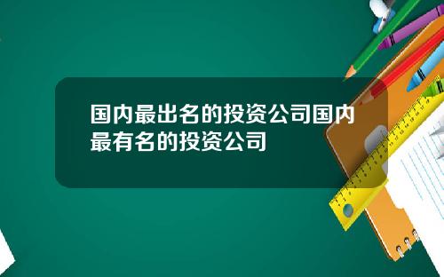 国内最出名的投资公司国内最有名的投资公司