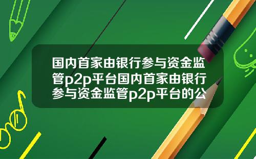 国内首家由银行参与资金监管p2p平台国内首家由银行参与资金监管p2p平台的公司