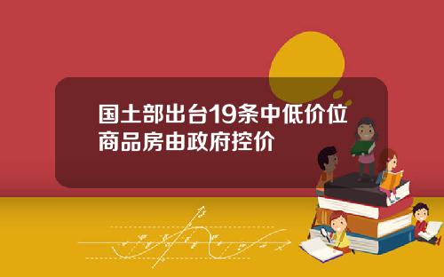 国土部出台19条中低价位商品房由政府控价