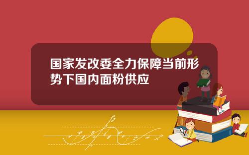 国家发改委全力保障当前形势下国内面粉供应
