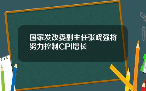 国家发改委副主任张晓强将努力控制CPI增长