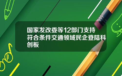 国家发改委等12部门支持符合条件交通领域民企登陆科创板