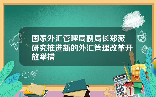 国家外汇管理局副局长郑薇研究推进新的外汇管理改革开放举措