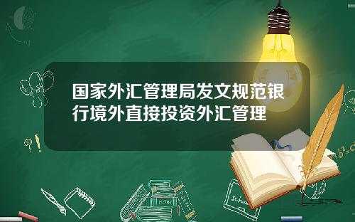 国家外汇管理局发文规范银行境外直接投资外汇管理