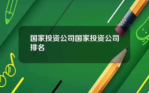 国家投资公司国家投资公司排名