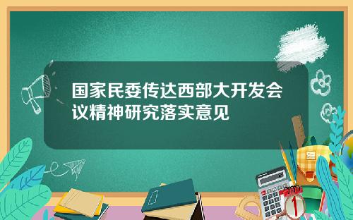 国家民委传达西部大开发会议精神研究落实意见