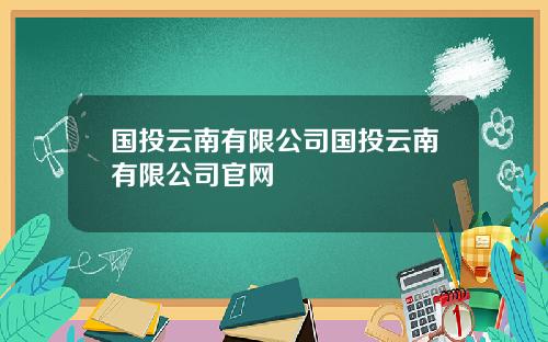 国投云南有限公司国投云南有限公司官网