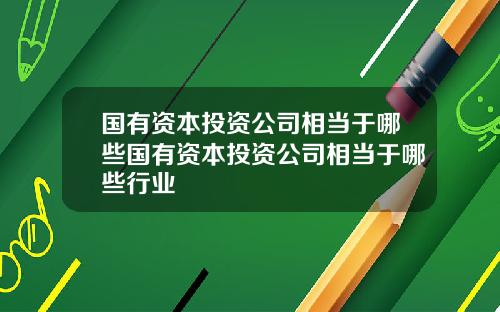 国有资本投资公司相当于哪些国有资本投资公司相当于哪些行业