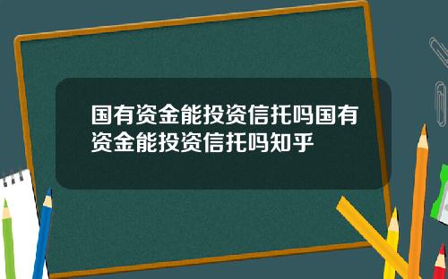 国有资金能投资信托吗国有资金能投资信托吗知乎
