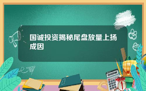 国诚投资揭秘尾盘放量上扬成因