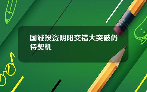 国诚投资阴阳交错大突破仍待契机