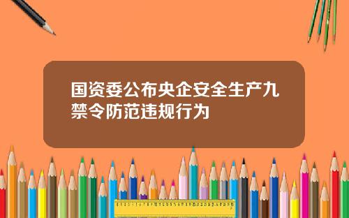 国资委公布央企安全生产九禁令防范违规行为