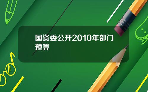 国资委公开2010年部门预算