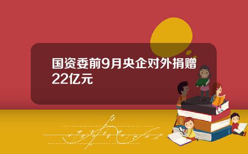 国资委前9月央企对外捐赠22亿元