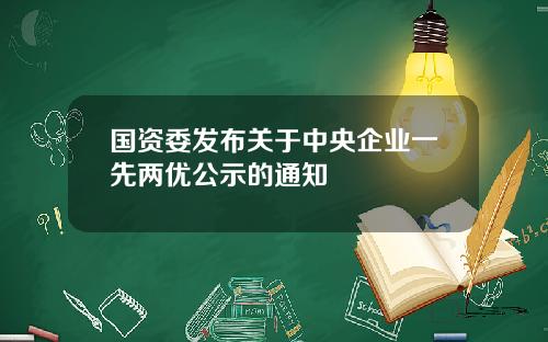 国资委发布关于中央企业一先两优公示的通知