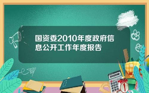 国资委2010年度政府信息公开工作年度报告