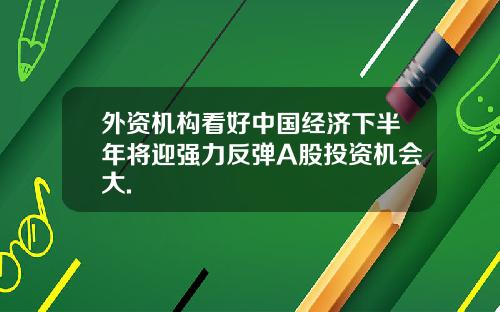 外资机构看好中国经济下半年将迎强力反弹A股投资机会大.