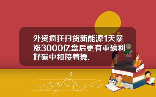 外资疯狂扫货新能源1天暴涨3000亿盘后更有重磅利好碳中和接着舞.