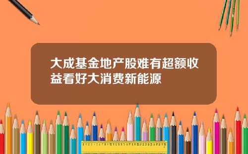 大成基金地产股难有超额收益看好大消费新能源