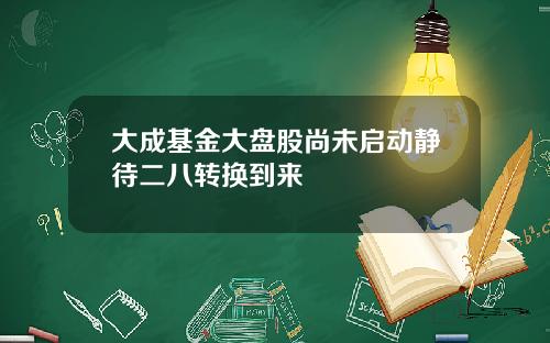大成基金大盘股尚未启动静待二八转换到来