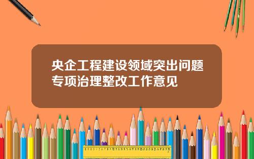 央企工程建设领域突出问题专项治理整改工作意见