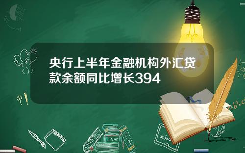 央行上半年金融机构外汇贷款余额同比增长394