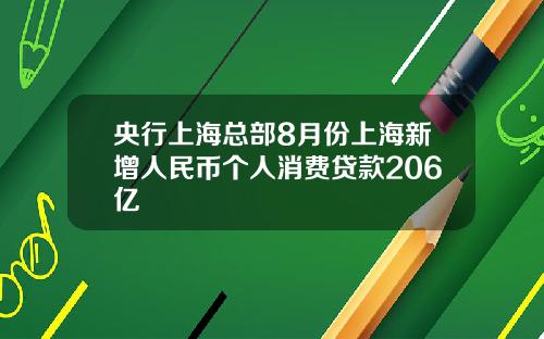 央行上海总部8月份上海新增人民币个人消费贷款206亿