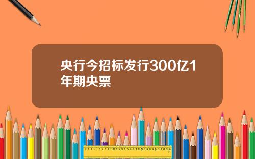 央行今招标发行300亿1年期央票