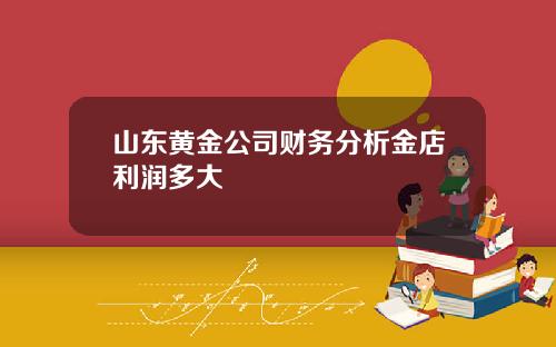 山东黄金公司财务分析金店利润多大