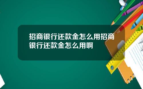 招商银行还款金怎么用招商银行还款金怎么用啊